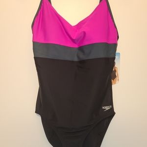 SPEEDO SIZE 6 SWIMSUIT ONE PIECE PINK/BLK